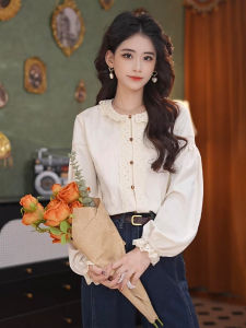 เสื้อเชิ้ตผู้หญิงทรงหลวมสไตล์ฮ่องกงย้อนยุค ฤดูใบไม้ร่วง/ฤดูหนาว 2025 ใหม่ สายเดี่ยว แขนยาว ปกโปโล สีพื้น ทรงหลวม ทรงเข้ารูป