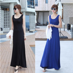 Spring Summer New Style Thin Modal Slim Fit Sleeveless Dress A-Line Skirt Large Size Vest Long Dress Base Layer Slimming Effect