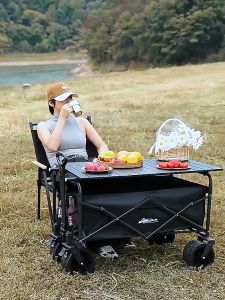 รถเข็นแคมป์ปิ้ง รถลาก ปิคนิค รถเข็นมือ แคมป์ปิ้ง รถเก็บของ ล้อใหญ่ รับน้ําหนักได้300KG