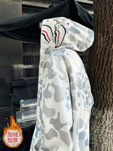 Áo Khoác Cardigan Nỉ Dày Có Mũ Trùm Đầu Cho Nam Và Nữ Mùa Thu Đông Thiết Kế Cá Mập Quần Áo Học Sinh Khóa Kéo Bên Hông