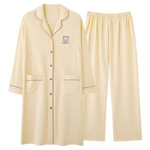 MiiOW | ชุดนอนผู้หญิงผ้าฝ้ายแท้บางฤดูใบไม้ผลิและฤดูใบไม้ร่วงชุดอยู่บ้านหลังคลอดให้นมดูดซับเหงื่อ MiiOW Cat Lady Pure Cotton Sleepwear Womens Spring Autumn Thin Postpartum Nursing Home Clothes Set