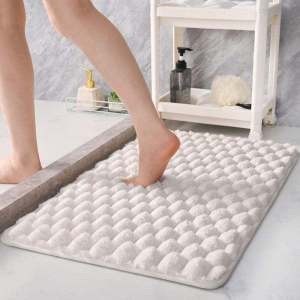 Thickened Non-Slip Bathroom Mat Velvet Home Bathroom Door Mat Toilet Rug Absorbent Floor Rug Modern Simple Style Machine Washable