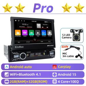 1Din 7" Telescopic Screen Car Stereo Android for Citroen C2 C3 2001-2010 CarPlay Multimedia Radio HeadUnit Autoradio