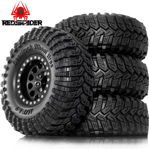 4PCS 1.9 Beadlock Wheels with Tires Rim Offset -8.9mm for 1/10 RC Crawler Car TRX4 SCX10 90046 Off-Road Vehicle Accessories