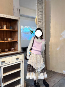 Fall Design Unique Beautiful Irregular Heavy Splicing Half Skirt Womens Special Floral Long Puffy Skirts Commute Style A-Line