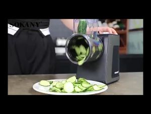 เครื่องหั่นผัก ผลไม้ มันฝรั่ง แครอท สลัด เครื่องสไลด์ผักไฟฟ้า วัสดุสเตนเลส (พร้อมส่ง)