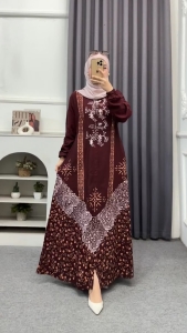 Gamis Twill Rayon Premium Model Kancing Terbaru Jumbo Syari Kekinian Batik Cap Batik AYANI