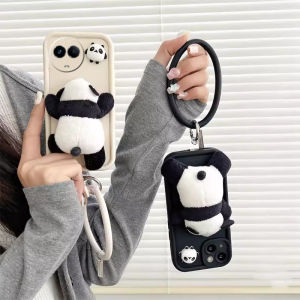 Casing Realme 11X Realme 11 4G 5G Realme C51 C53 C55 C33 C30 C35 Cute Panda Plush Doll Cartoon Phone Case Lens Protection Shockproof Silicone Soft Cover with Bracelet
