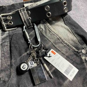 Keychain carabiner kalcer tebal aksesories Outfit skena gantungan celana/kunci Hitam SilverStainles