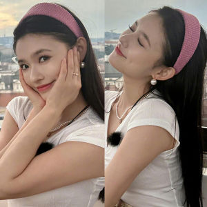 Pink Weave Hairband Womens Summer 2024 New High Hairline Versatile Outgoing Small Fragrance Style Headband Fashion Accessories