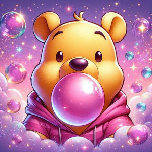 1 piece - Potdemiel-5D-DIY - Flocking cloth - Special drill - Diamond painting set - Cartoon bear bubble - Diamond art