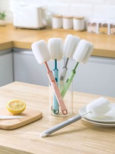 แปรงล้างขวดนม แปรงล้างแก้ว หมุน 360 องศา ด้ามยาว ถอดได้ ฟองน้ำนุ่มไม่ทำให้เป็นรอยG2968