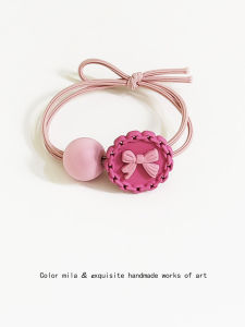 Alloy Barbie Pink Young Adult Bowknot Headband Kids Simple Rubber Band Female Hair Ring Tie Ponytail Leather Band Headdress