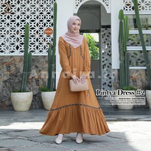NEW LINTYA DRESS #1 & #2 - GAMIS PEREMPUAN MUSLIM POLOS BAHAN LINEN BUSUI FRIENDLY BY ANNAIRA.ID
