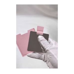 Gương Trang Điểm Cầm Tay Mini Bằng Thép Không Gỉ Da Pu Mini VuôngThiết Kế Hai Mặt Cỡ Nhỏ -HAUSE