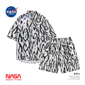 Hawaii Wind Shirt Set Casual Short Sleeve Beach Vacation Mens Summer Clothing Five-Quarter Pants Polyester Spandex Blend