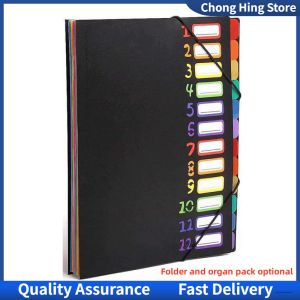 Expanding File Organizer 12 Pockets Accordion Folders A4 Letter Size Hold 120 Sheets Rainbow Document File Folders with File Labels Designed For Home Office And School