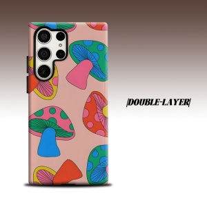 Retro Psychedelic Mushrooms For Samsung Galaxy S26 S25 S24 A56 A36 Dual Layer Luxury Fashion Full Lens Protective Case