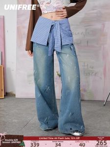 unifree | Quần Jeans Vintage Rộng Thẳng Thời Trang