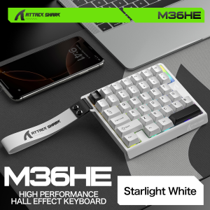 ATTACK SHARK | M36HE ATTACK SHARK Hall Effect Mechanical Gaming Keyboard 8K Return Rate 0.1ms PBT Keycaps Web and PC Driver RGB Backlit Wired