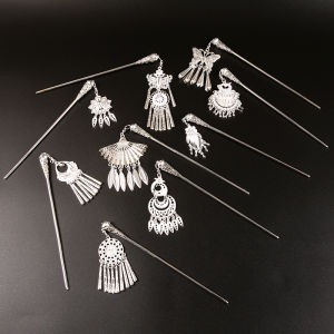 Phụ Kiện Tóc Bạc Phong Cách Dân Tộc Trung Hoa Cổ Điển Phụ Kiện Tóc Nữ Đơn Giản Thời Trang Trang Sức Hợp Kim Bạc