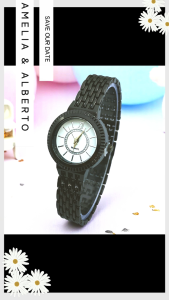 Jam Tangan Wanita Elegan Quartz Tali Rantai Metalik Warna Gold/Black