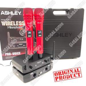 Mic Wireless Ashley Pro Voice Merah Original Free Koper 2bh Microphone Wireless Provoice Red Bagus Murah ( BISA COD )