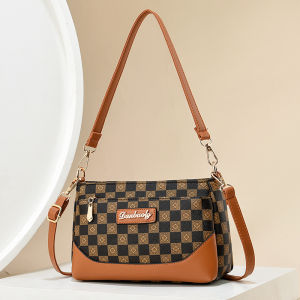 2025 New Large Capacity Three-Layer Floral Print Womens Crossbody Bag Single Shoulder Bag Fashionable Coin Purse for Middle-Aged Mothers