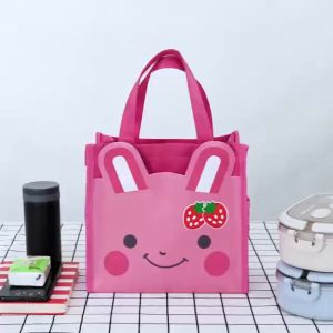 Túi đựng hộp cơm chống nước hai ngăn thiết kế hình con vật hoạt hình đáng yêu