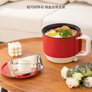 Ultra Mini Electric Rice Cooker Stew Pot One Piece Two-Person Serving with Steamer Small Size Fried Pan round Non-Stick Pot