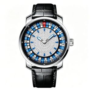 AILANG | AILANG Mens Automatic Mechanical Watch Luxury Unique Roulette Rotating Dial Wristwatch Fashion Leather Strap Male Gift
