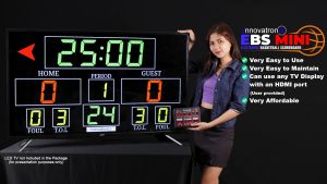 Tronix Imaging Electronic Basketball Scoreboards Controller (EBS MINI) TVNOT Included 1year warranty - Digital Electronic game scoring system for HDMI Ready Displays with 8 meter HDMI Cord and One Year Warranty with Real-Time Game Clock and Score Display