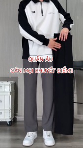 Quần âu namnữ form suông rộng SUN màu ĐEN nửa cạp chun quần basic dễ phối vải mềm mịn thoải mái