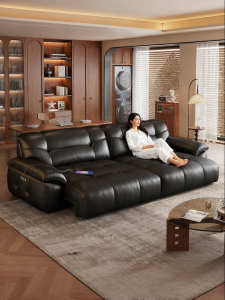LFF | Electric Smart Convertible Sofa Bed Leather 3 Seater Large Seat Depth