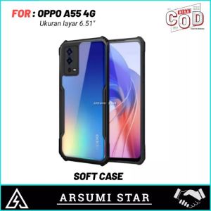PROMO CASE OPPO SERIES HARDCASE ARMOR TPU SHOOKPROF TRANSPARAN CASING OPPO A55 4G SOFT CASE TRANSPARAN