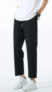 TIMIQLO Mens Breathable Elastic Jogging Pants Ice Silk Capris Casual Pants