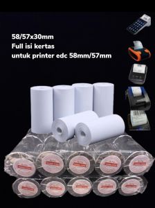 Kertas struk thermal printer edc 58x30mm full tanpa tulang paket 10 roll