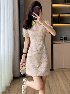 Elegant Short Sleeve Dress Womens Fashionable Summer New Style Ageless High-end Small Size Mature Wind Skirt Polyester Fiber