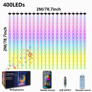 1/2PCS Smart Christmas Lights with Google & Amazon Alexa 400LEDs Fairy Curtain Lights App Control for Outdoor Indoor Home Decor