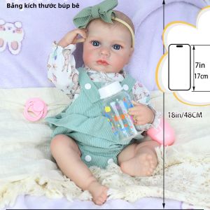 Búp Bê Sơ Sinh Reborn Loulou 18 Inch Toàn Thân Silicon Vinyl Bé Gái Đang Thức Dậy Da Vẽ Tay 3D Mềm Mại Dễ Thương Tương Tác Quà Giáng Sinh Cho Bé Gái