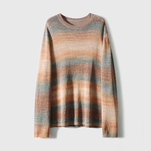 Soft Cotton Blend Knit Sweater with Gradient Dyeing And Oil Painting Color Palette Design Comfortable Breathable Womens Top