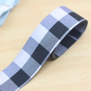 38mm Plaid Ribbon 1Meter DIY Handmade Material Headdress Bow Double Sided Grid Clothing Material Holiday Gift Box Packing Belt