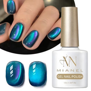 ยาทาเล็บเจลแม่เหล็ก MN 10 มล. 1 ชิ้น สีฟ้าโอเชียนแคทอาย ยอดขายดี สีฟ้ามิ้นท์ประกายมุก ลูกปัดแก้วแม่เหล็กสำหรับทาเล็บ