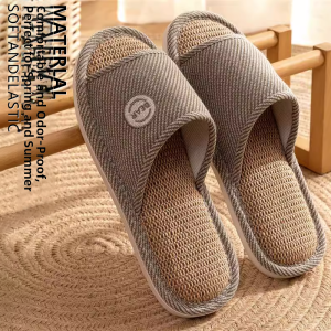 MONLEYTA | Linen Slippers Indoor Home Use Anti Odor Silent Absorbent Non Slip For Men And Women Comfortable Cotton Linen Slippers