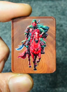 帝王木 骑马关公(背面忠義) A073 (帝王木雕佛牌) Kayu Raja Malaysia King Wood Feng Shui Amulet
