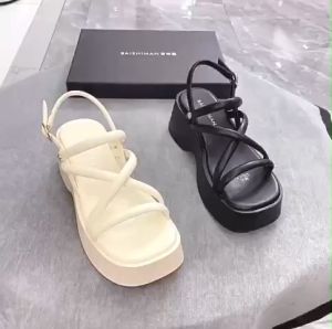 Giày sandal nữ độn đế 5cm 2 màu đen kem đi học đi chơi bền đẹp Sandal ulzzang da mềm đế nhẹ chống trơn trượt G165