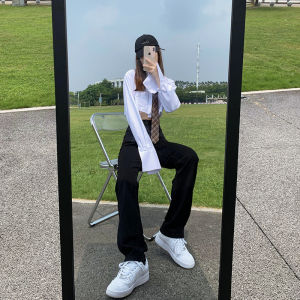 กางเกงยีนส์ลำลองทรงหลวมเอวสูงทรงตรงสำหรับผู้หญิง กางเกงยีนส์แฟชั่นสำหรับผู้หญิง