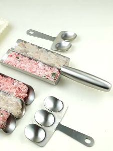 เครื่องทำลูกชิ้น  ช้อนตักลูกชิ้นสแตนเลส แม่พิมย์ทำมือ4ลูก 📍มีพร้อมส่ง