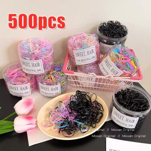 【Free Gift】500/Can High-Elastic Canned Rubber Hair Ties Disposable Fashion Bands for Women Gentle Thick Child Friendly Hair Ties Disposable