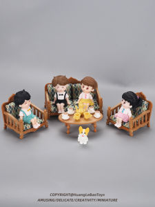Miniature Simulation Tea Table Sofa Furniture Model Childrens Dollhouse Playhouse Living Room Scene Decorations Toys